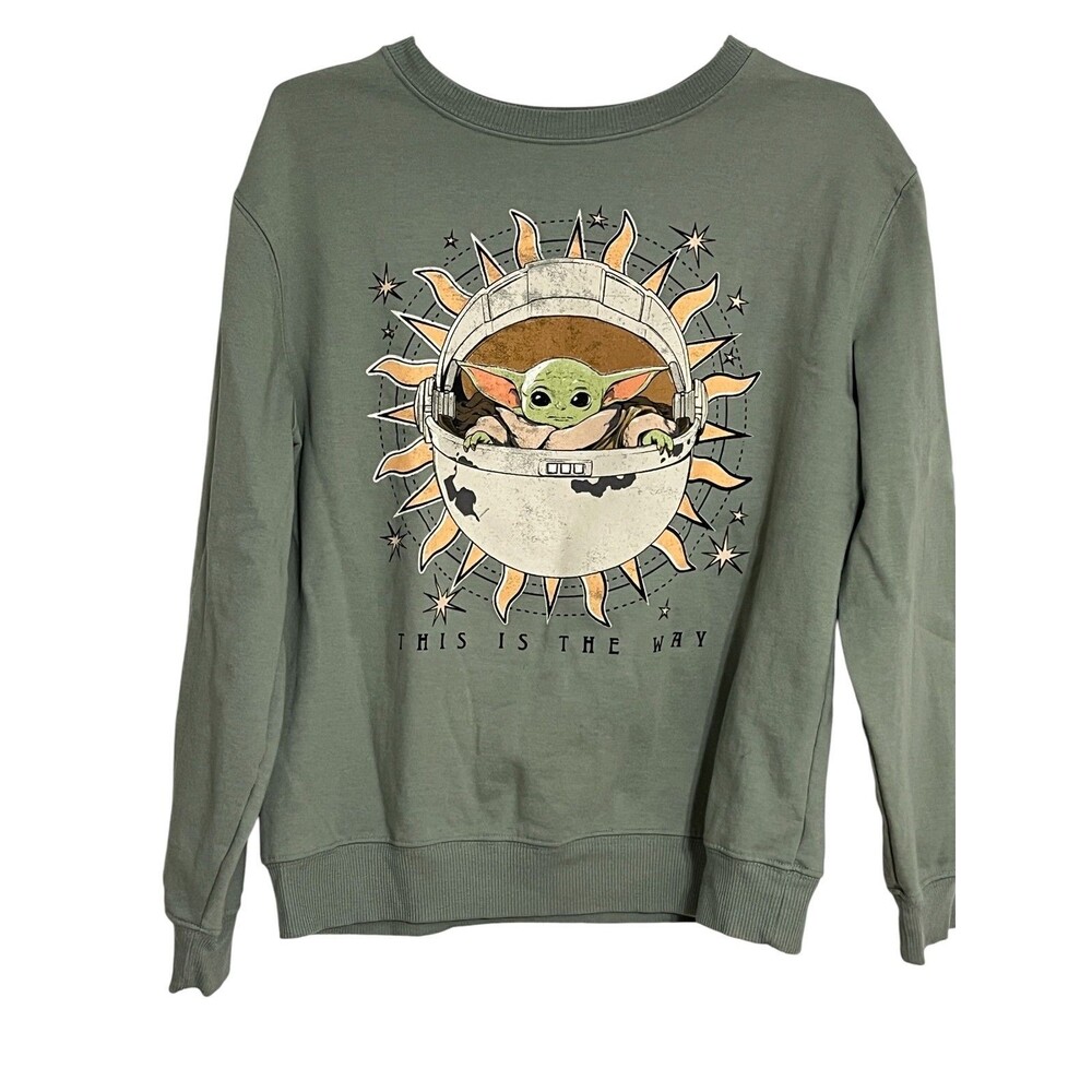 Star Wars The Mandolorian Grogu Baby Yoda This is The Way Sweatshirt Size Green